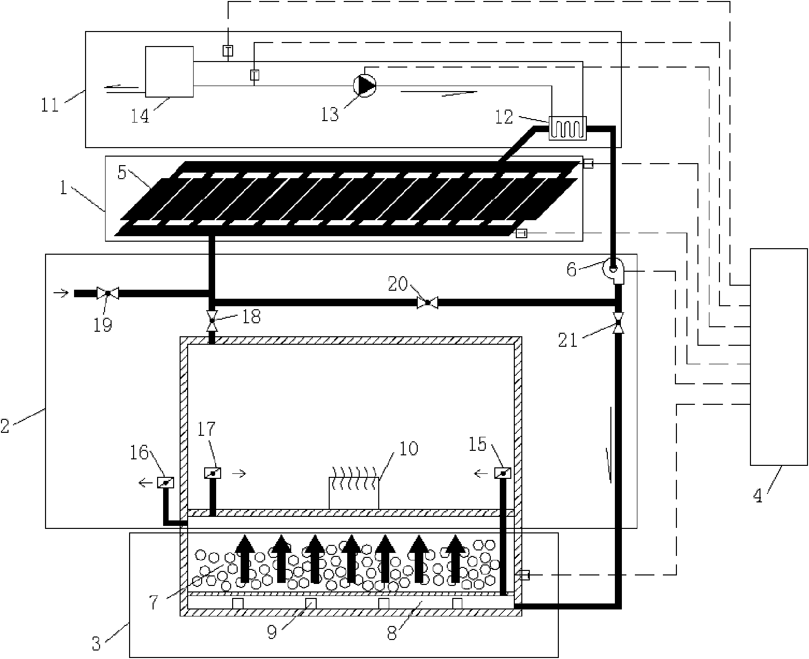 Building heat supplying and heating system based on solar air heat collector