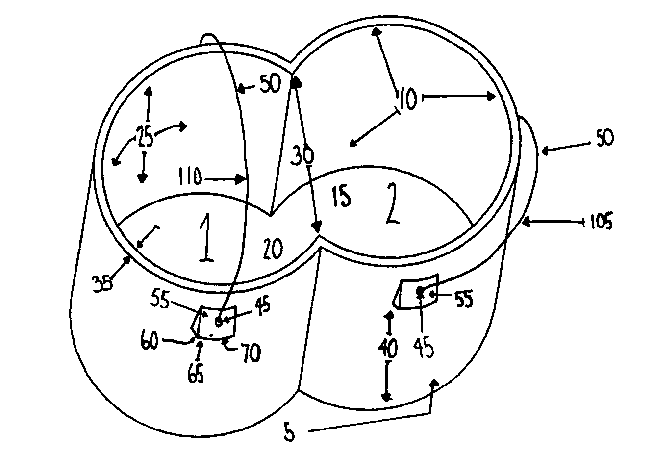 Multiple-use two-reservoir bucket