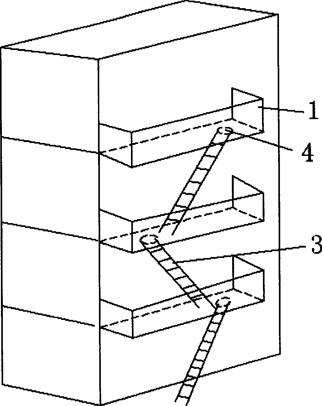 Building fire rescuing method and its facility