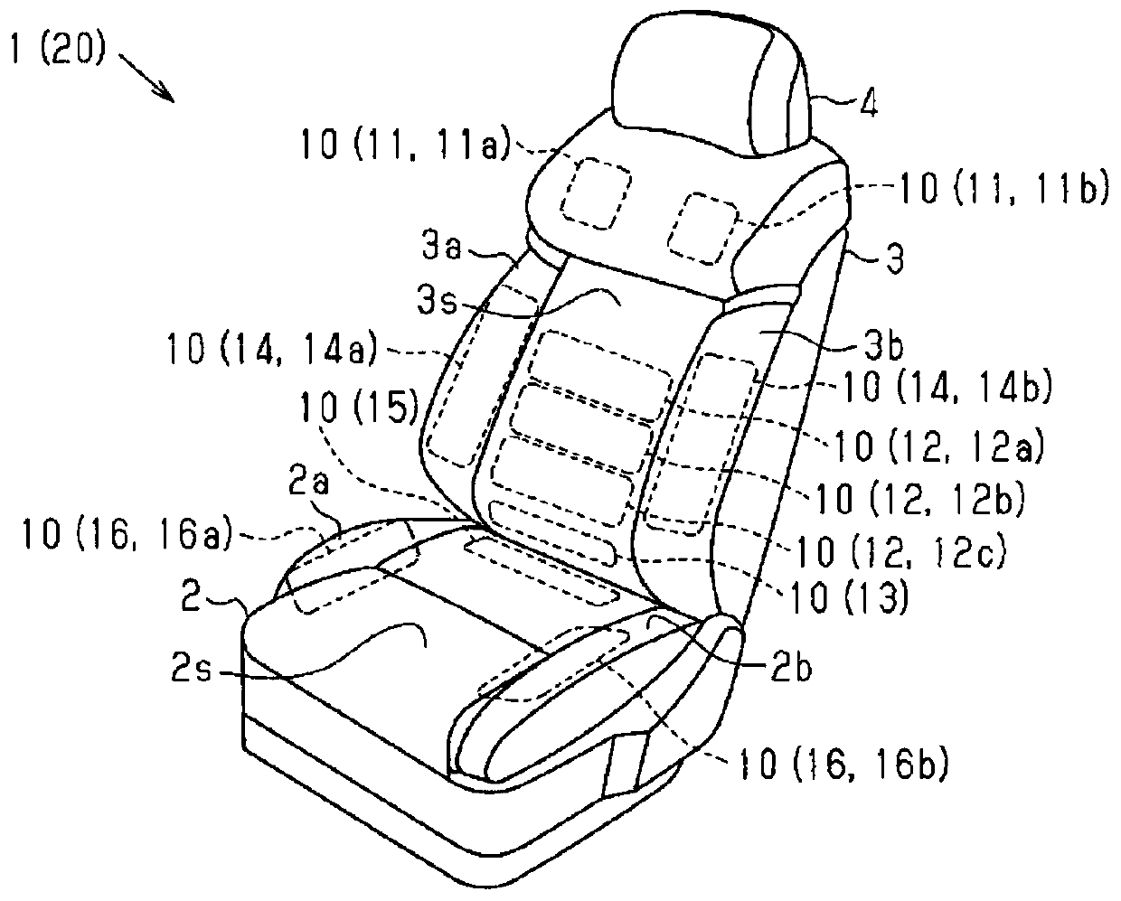Vehicular seat device and air pressure control method for vehicular seat