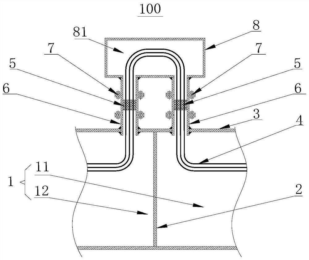 A sealing device for optical cable passing through liquid tank