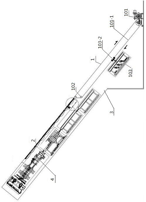 Inclined shaft material transportation system and method