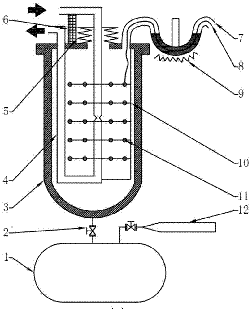 An experimental device and method for measuring the temperature field of a liquid metal reactor heat exchanger breach accident