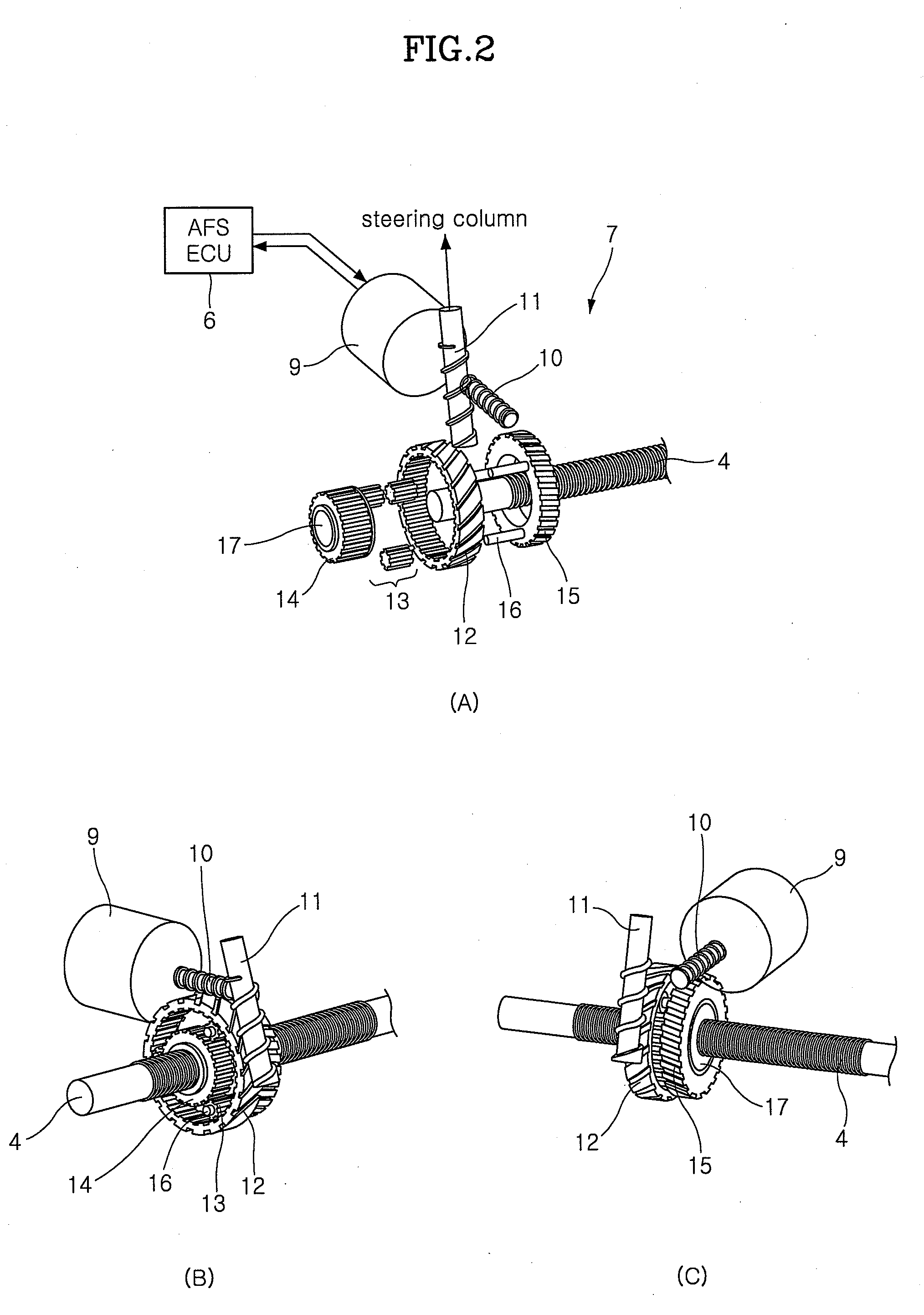Gear box-typed active front steering system in vehicle