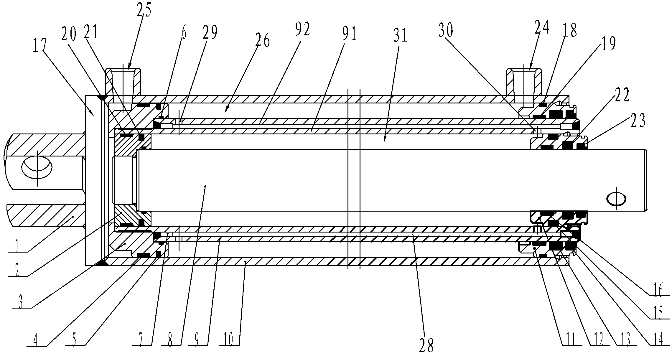 Secondary oil cylinder of wood splitting machine