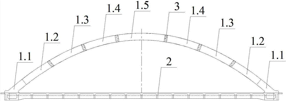 Concrete arc rib construction method