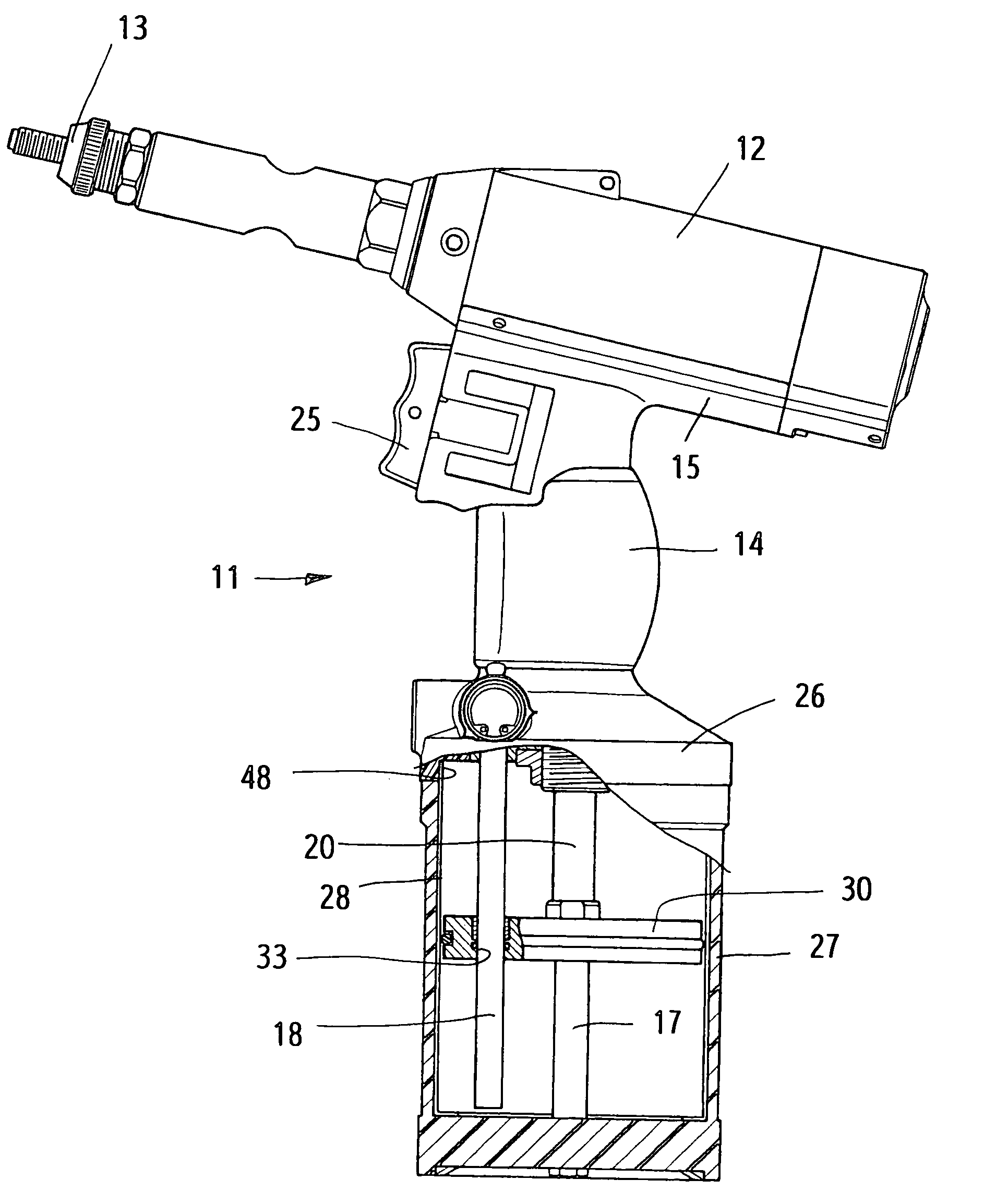 Structure of a rivet nut gun