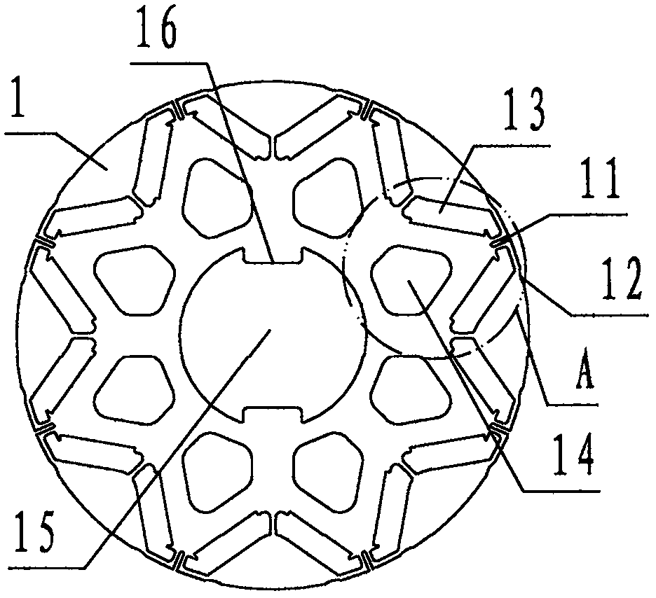 Rotor punching sheet for permanent-magnet motor of electric vehicle