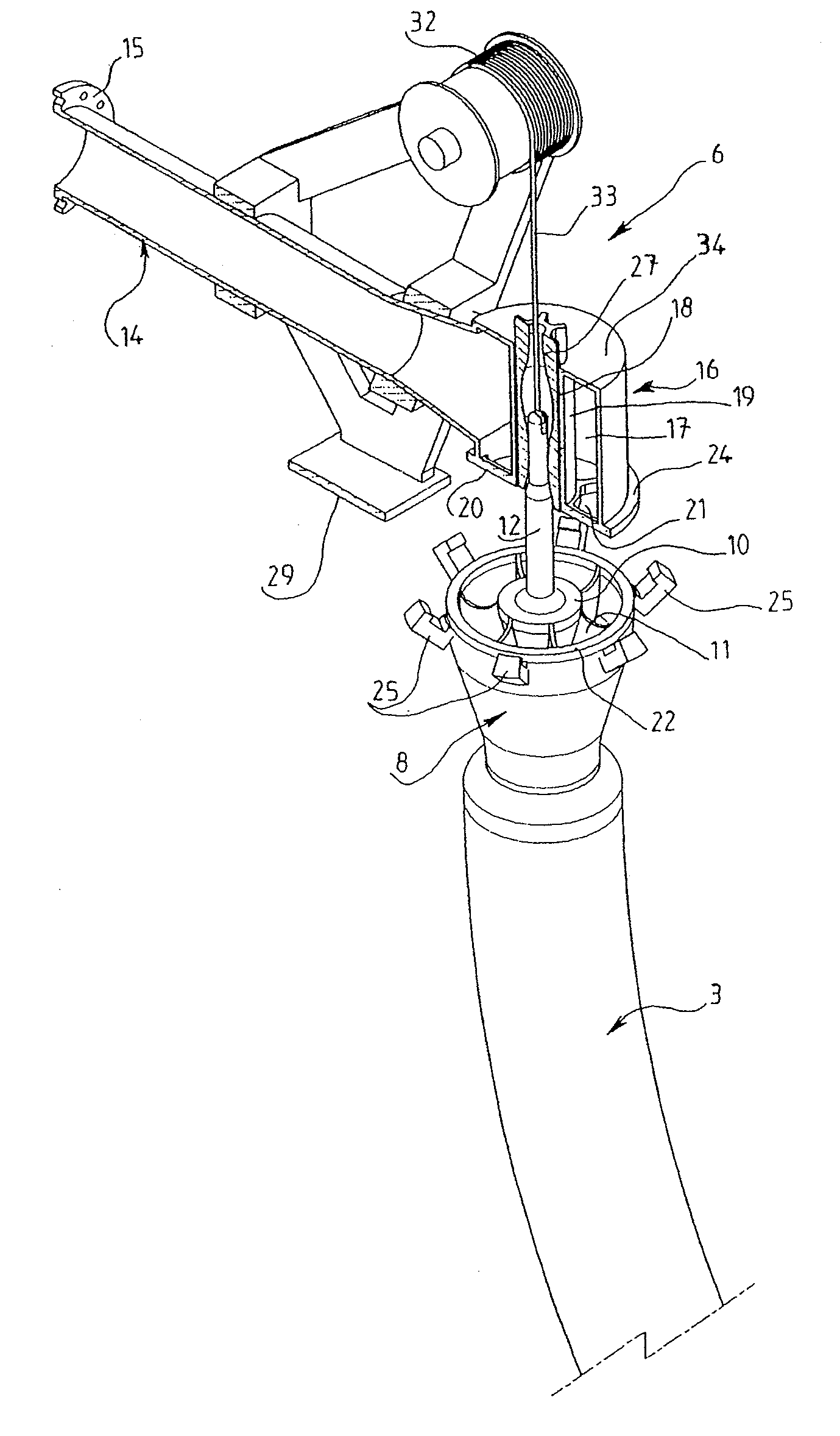 Device for connecting the end of a flexible liquid supply pipe to a fixed tubing such as the manifold on a ship