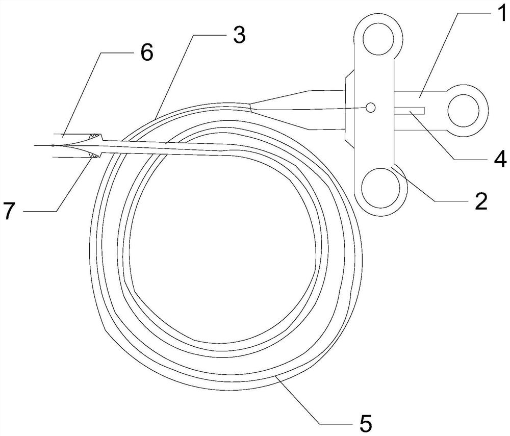 A foreign body removal claw under digestive endoscopy