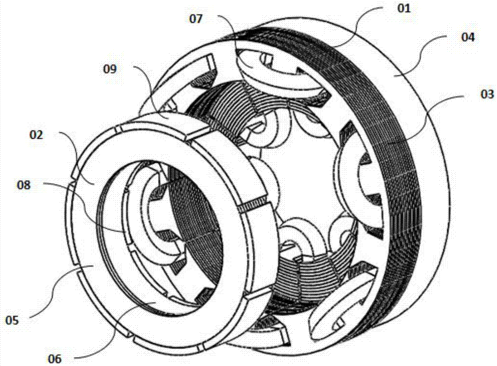 Method for improving motor torque density and radial and axial magnetic flux parallel-connected permanent magnet motor