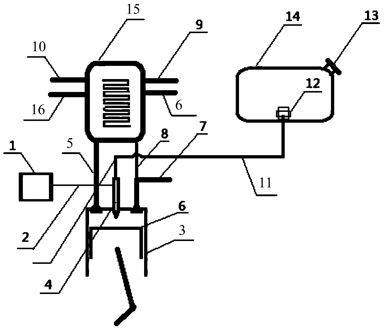 Hybrid power device and system with fuel and direct-injection liquid gas and power output construction method