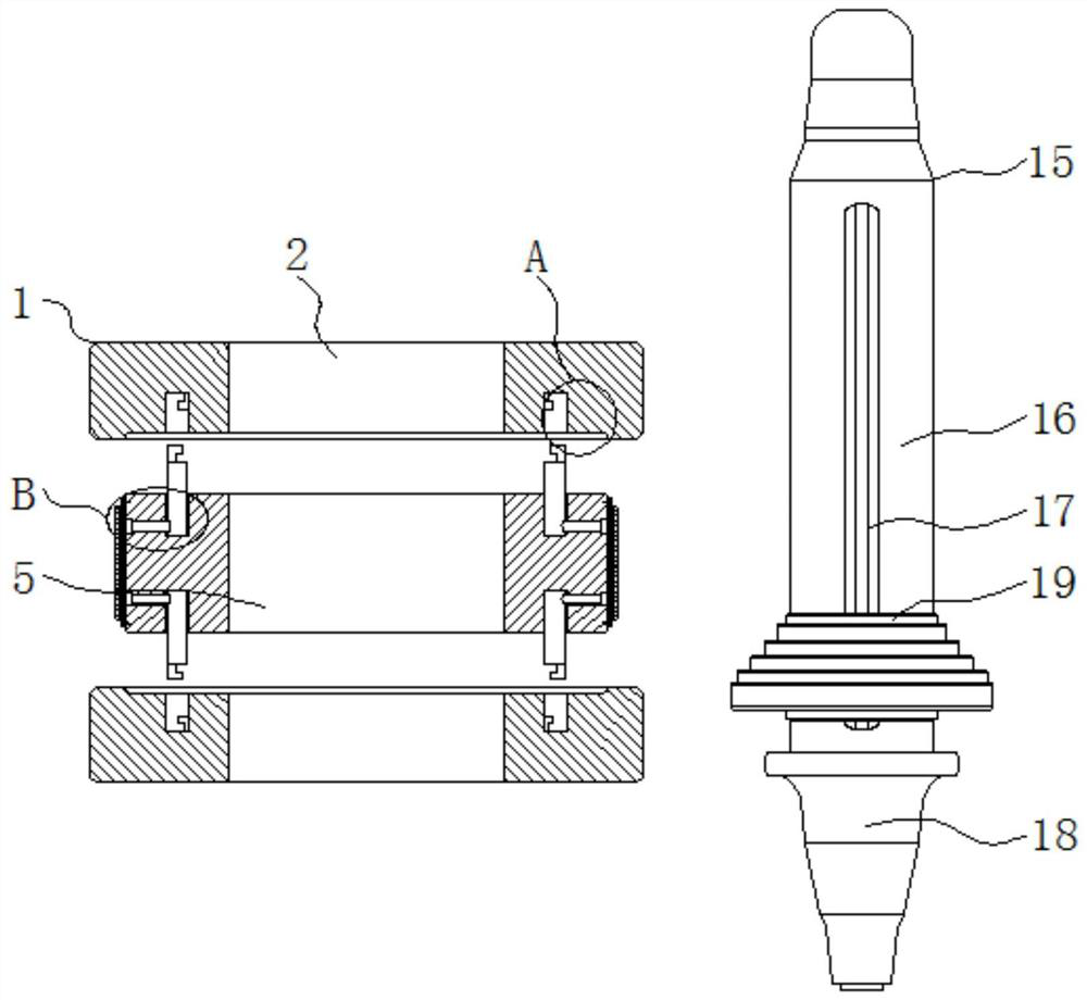 Gear ring forging die for staged forging and forging technology