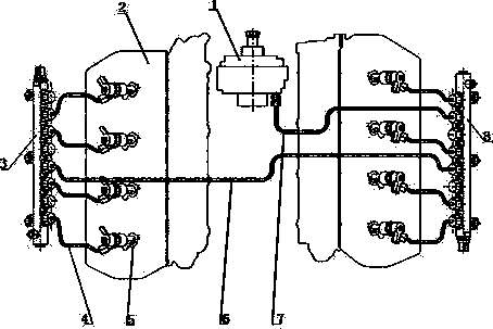 Arrangement type of high-pressure common-rail fuel injection system of V-shaped eight-cylinder diesel engine