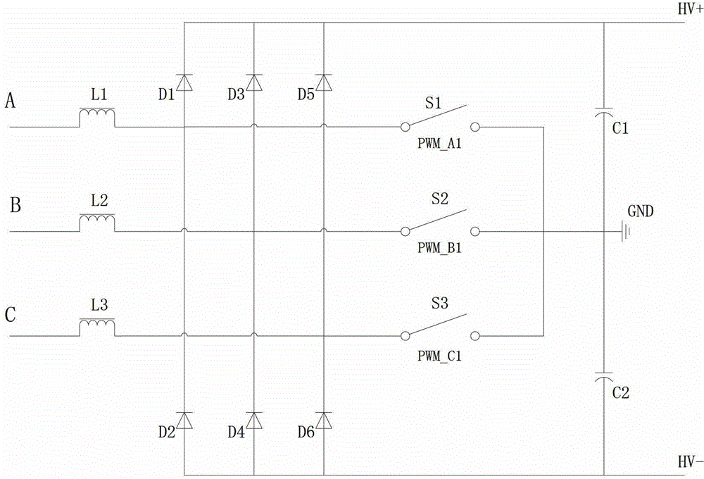 Interleaved parallel three-phase pfc circuit