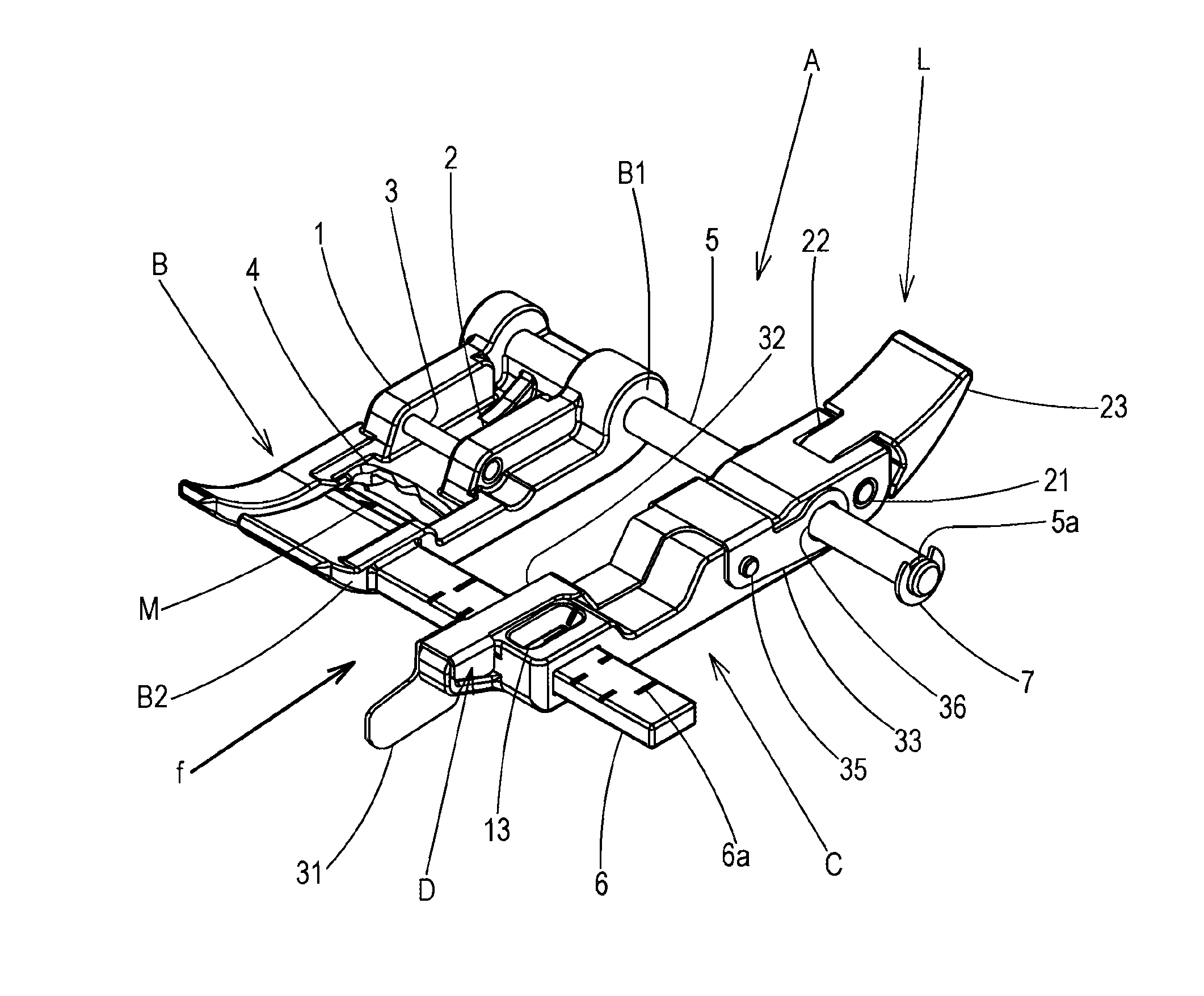 Presser device with fabric guide