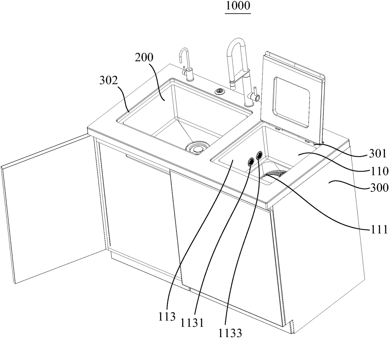 Cleaning device and combined kitchen appliance