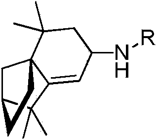 N-alkyl-1,2,3,4,5,6-hexahydro-1,1,5,5-tetramethyl-7H-2,4 alpha-methanonaphthalene-7-amine compound as well as synthetic method and application thereof