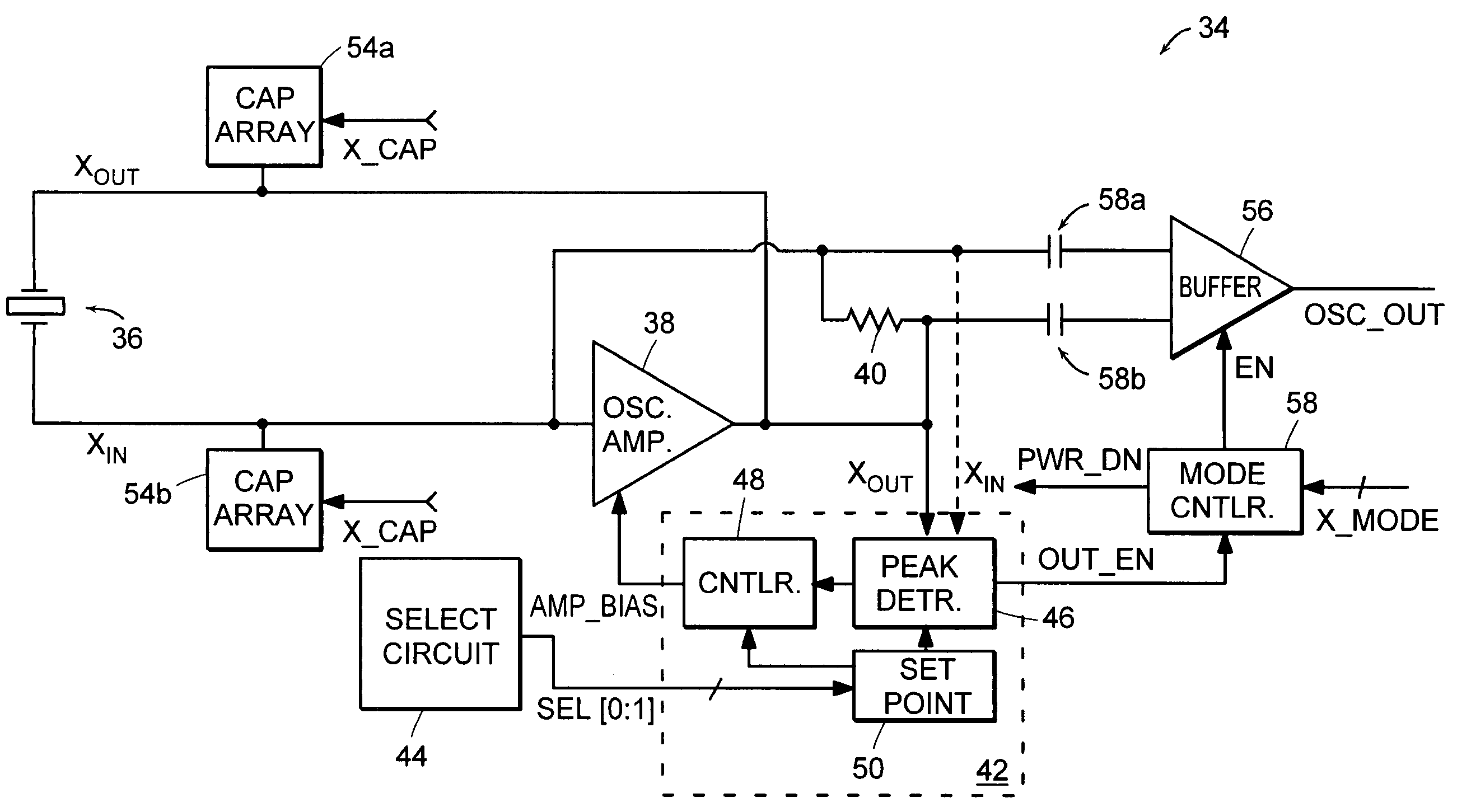 Regulated, symmetrical crystal oscillator circuit and method