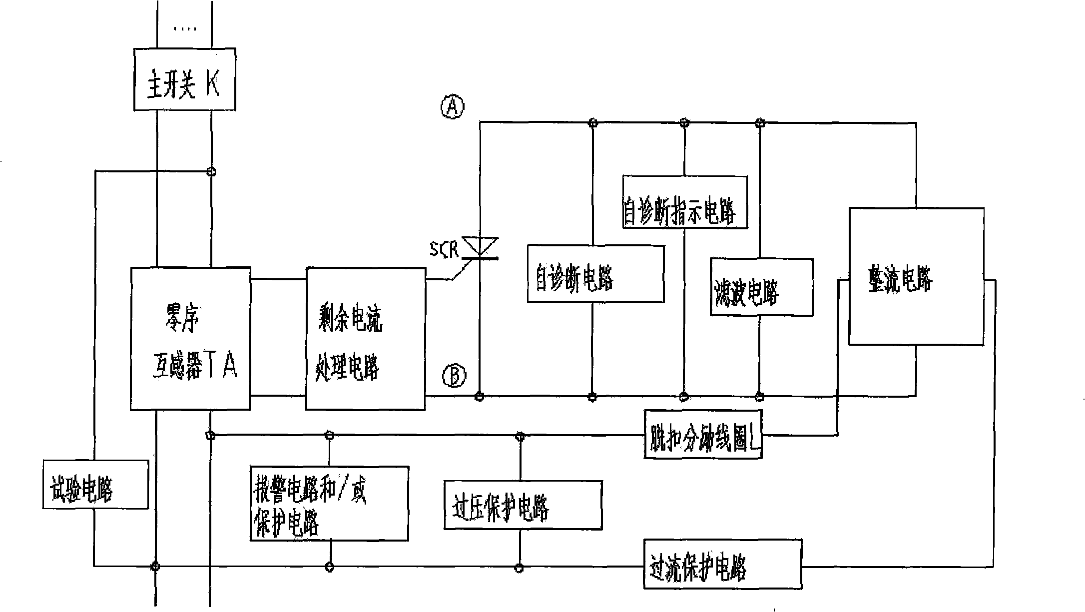 Aftercurrent action protector with self-diagnostic function