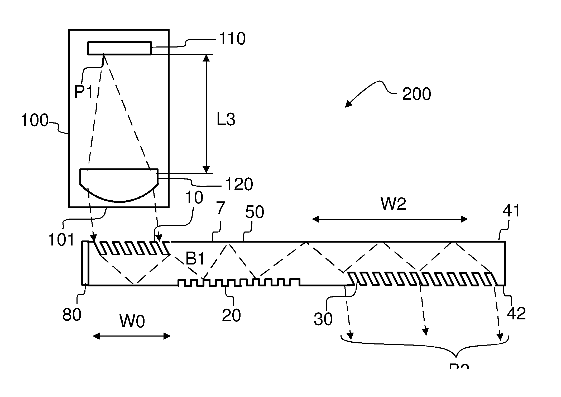 Device for expanding an exit pupil in two dimensions