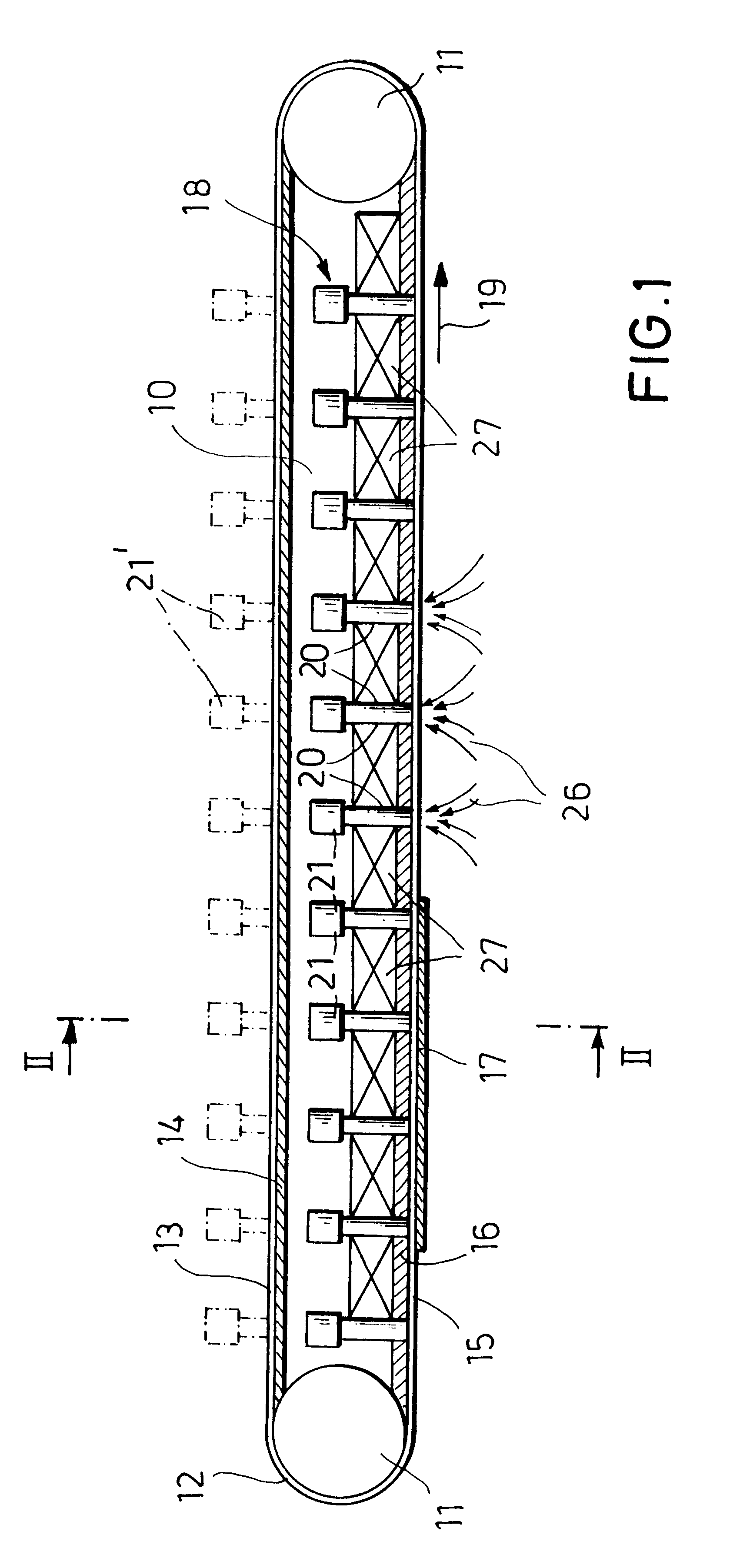 Belt conveyor device for the suspended transport in particular, by means of vacuum, of goods to be conveyed