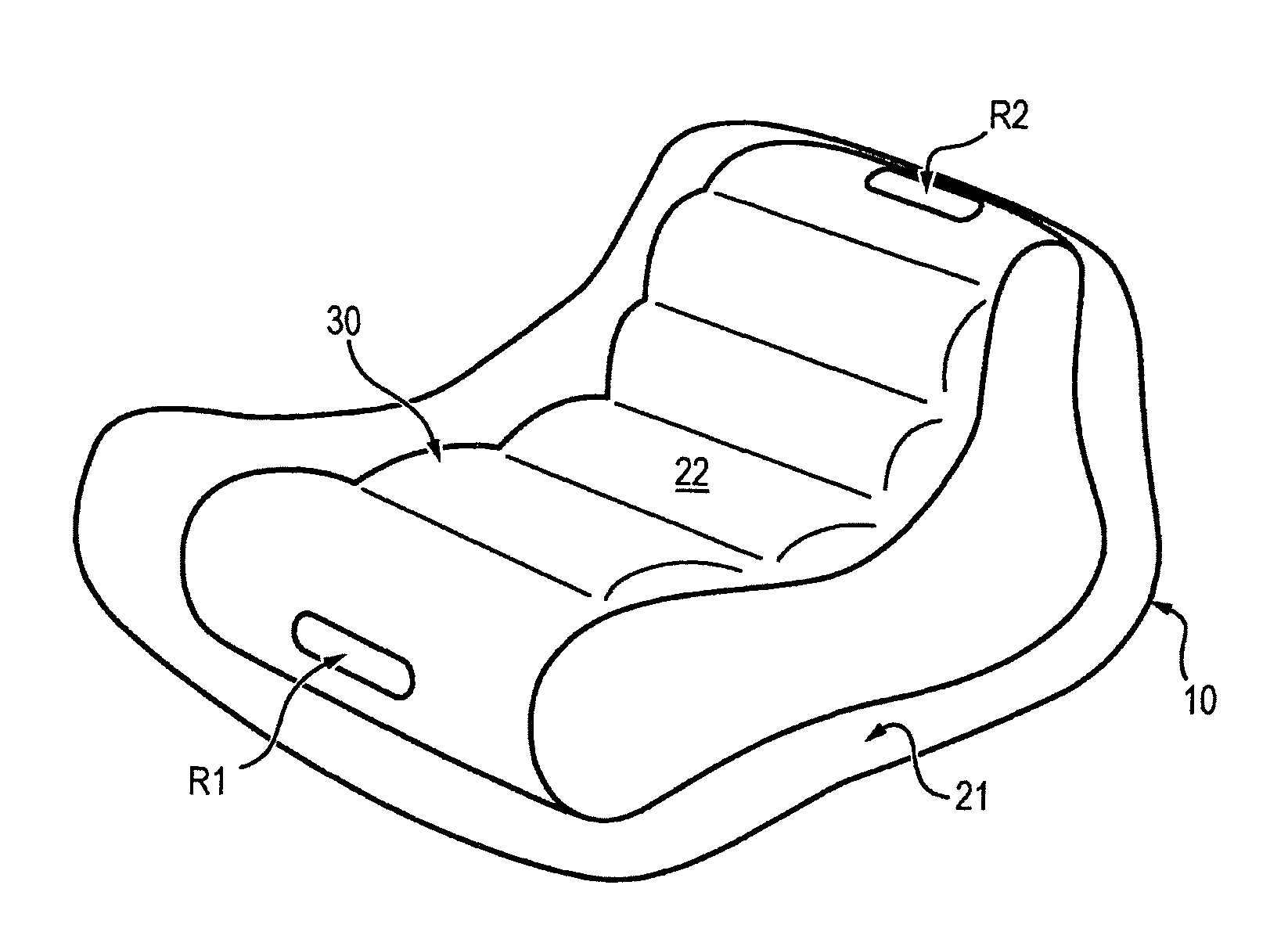 Furniture element, in particular a seat or cushion, and associated methods