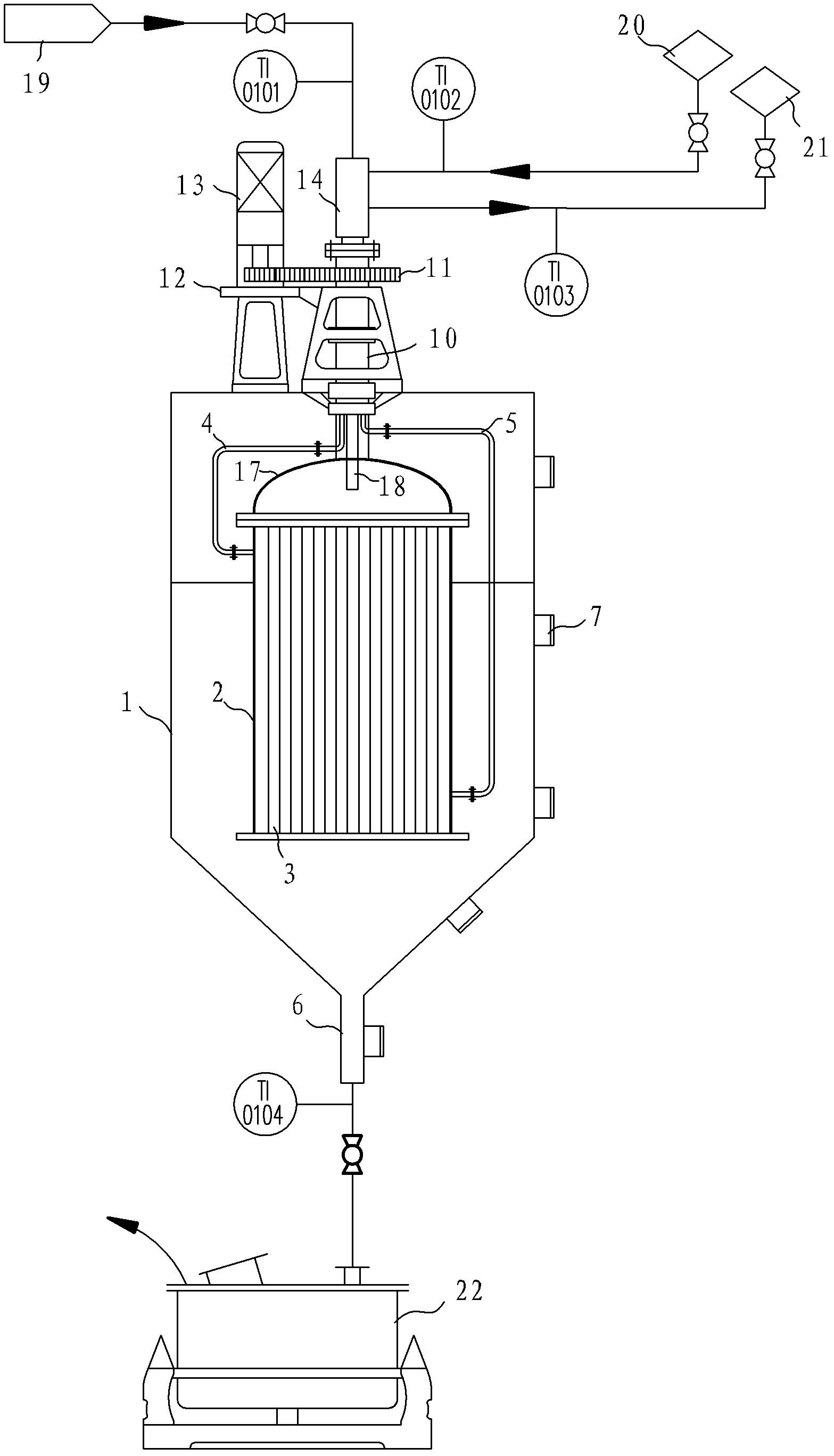Continuous cooling crystallizer