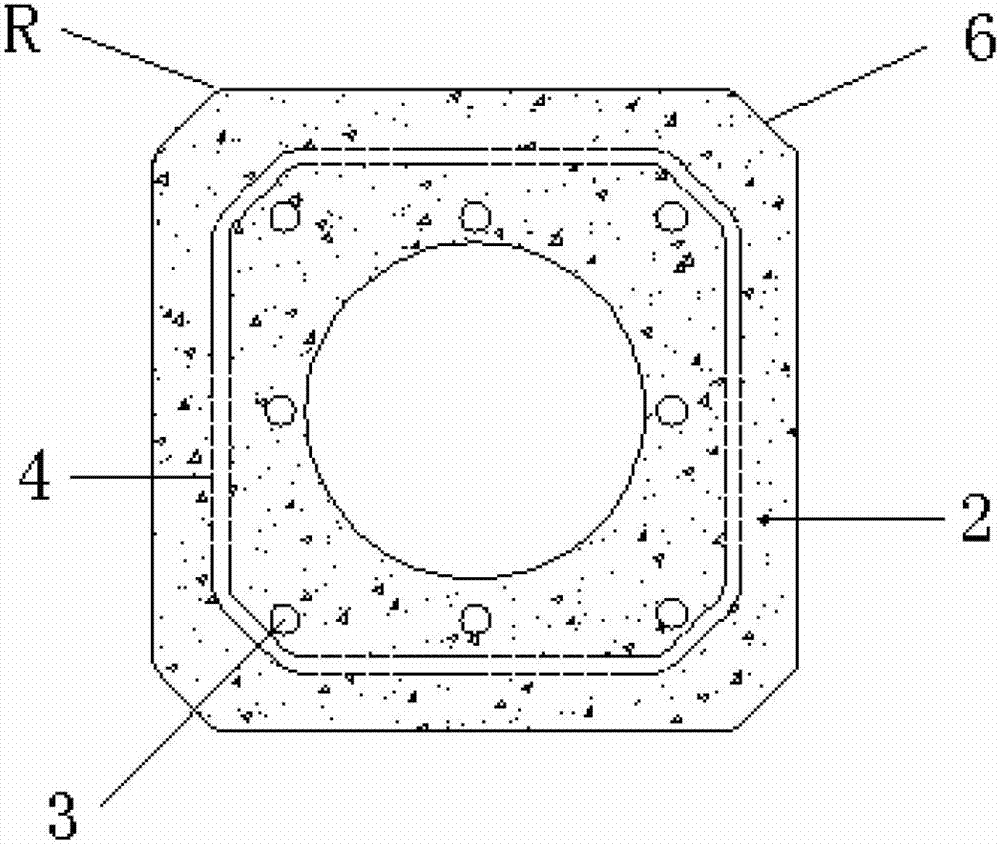 Octagonal concrete centrifugal pile and forming mould thereof