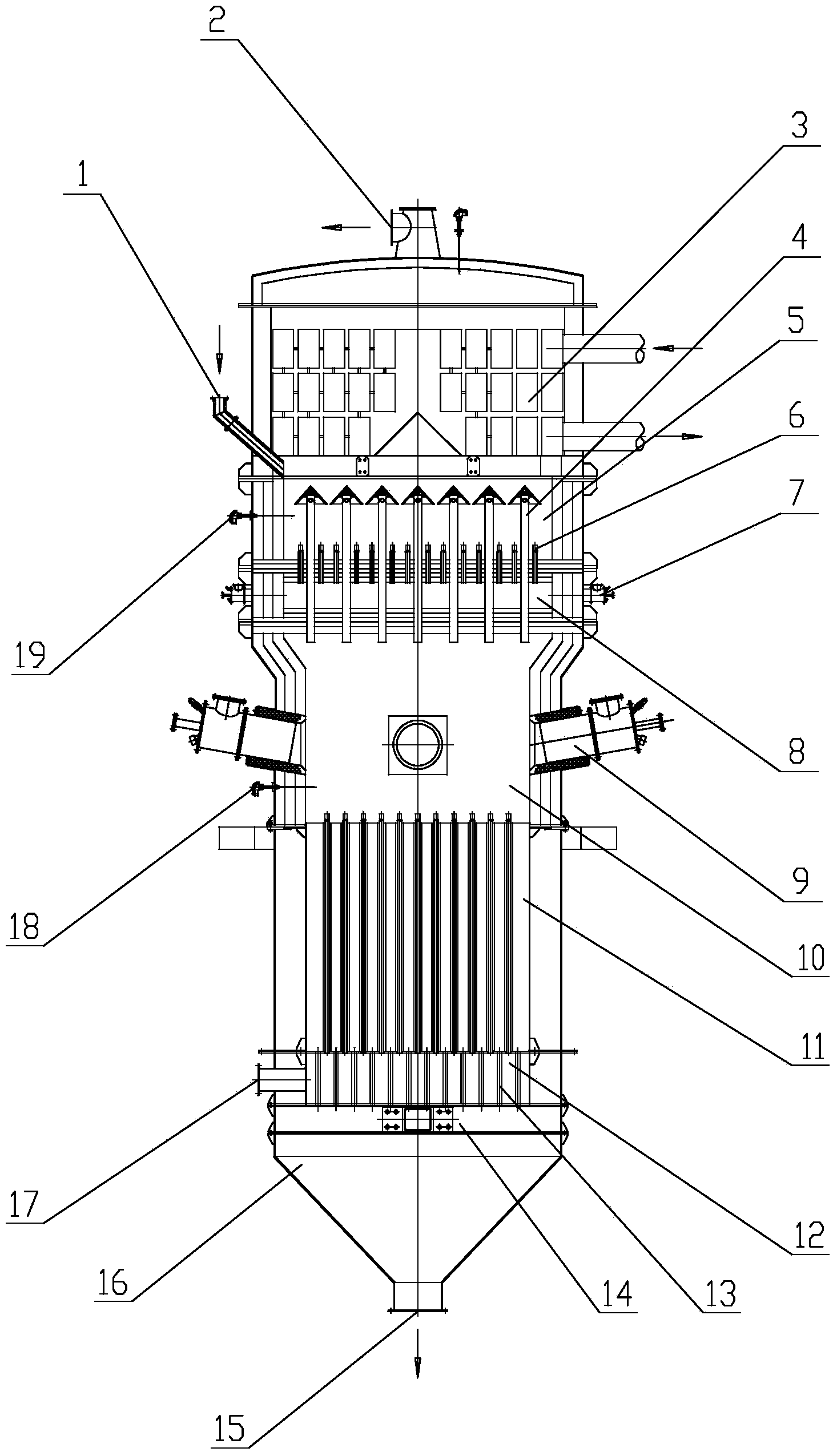 Two-section high-temperature fluidized bed roasting furnace for waste casting sand