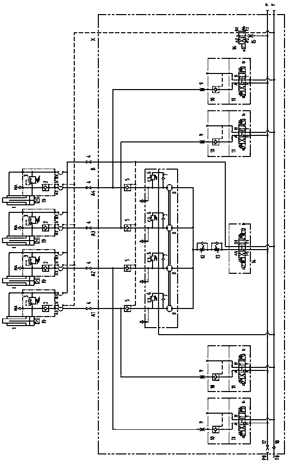 Hydraulic synchronous control mechanism with compensating function