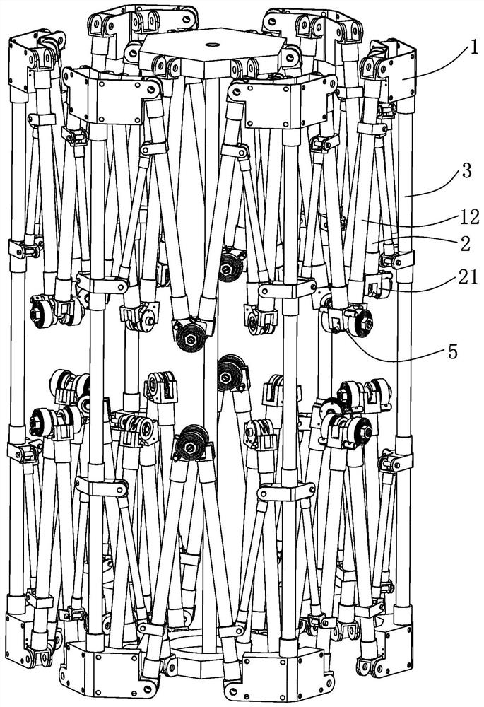 Spatially deployable prism unit for in-orbit assembly