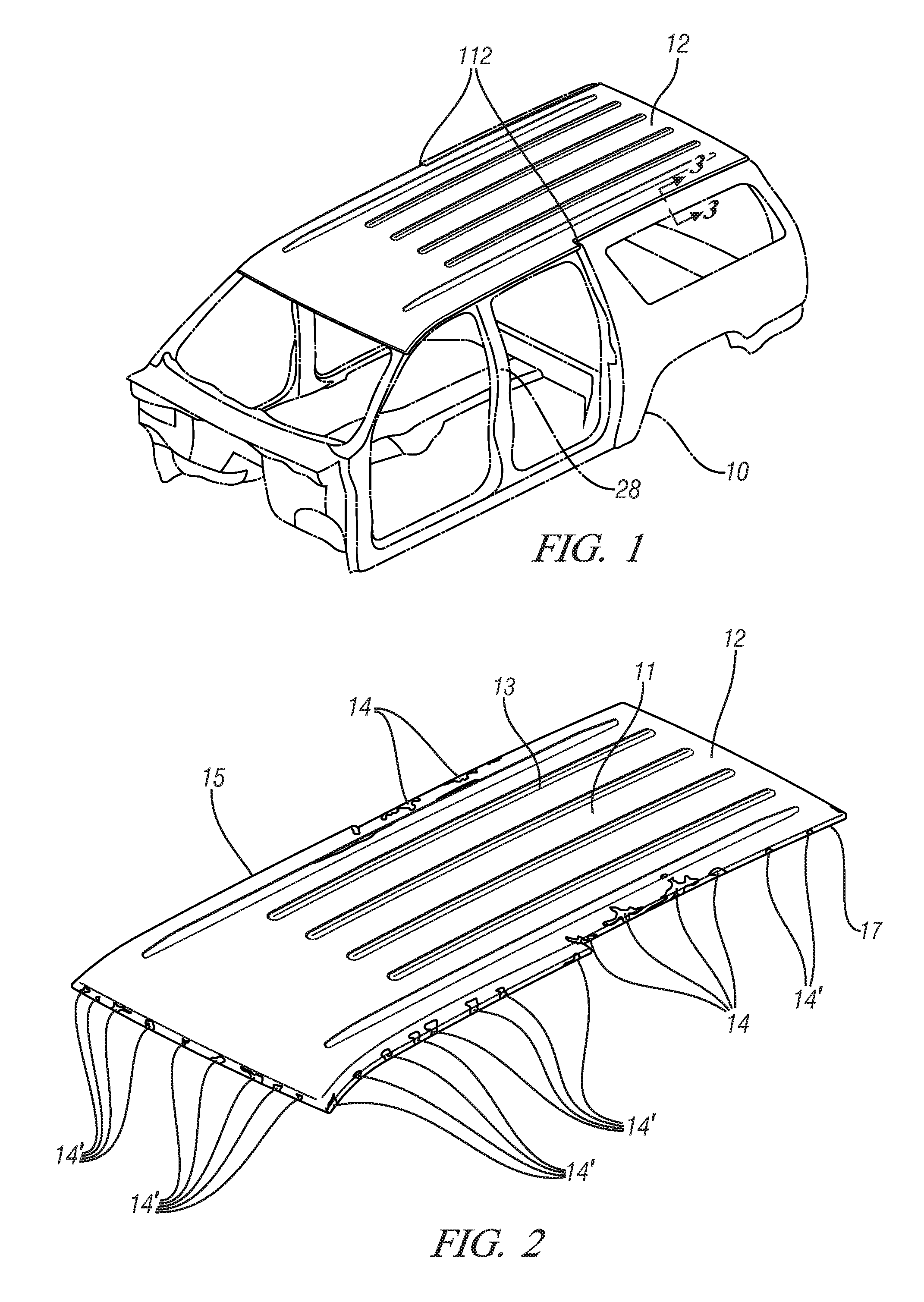 Aluminum roof panel for attachment to supporting steel vehicle body members