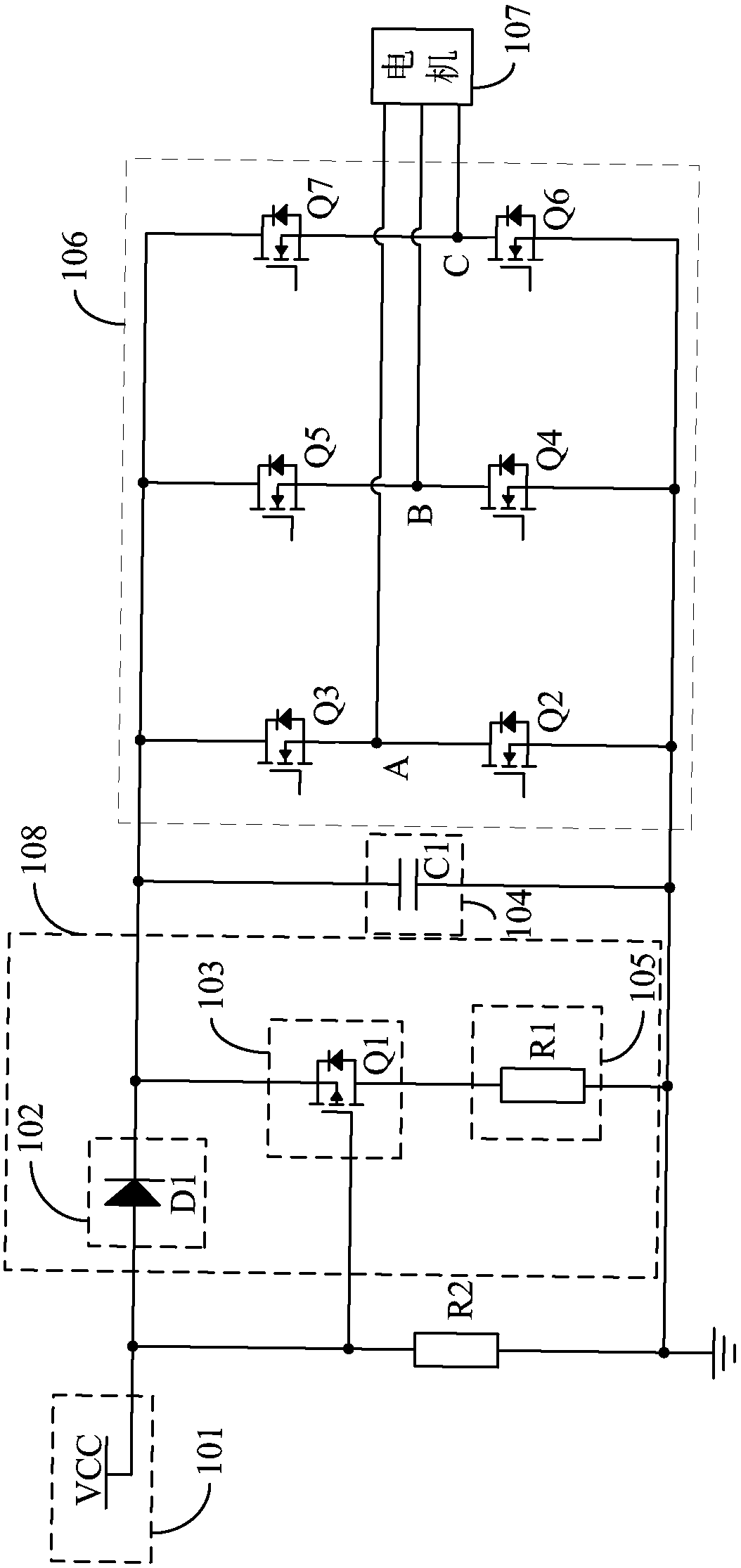 Motor brake circuit and actuator