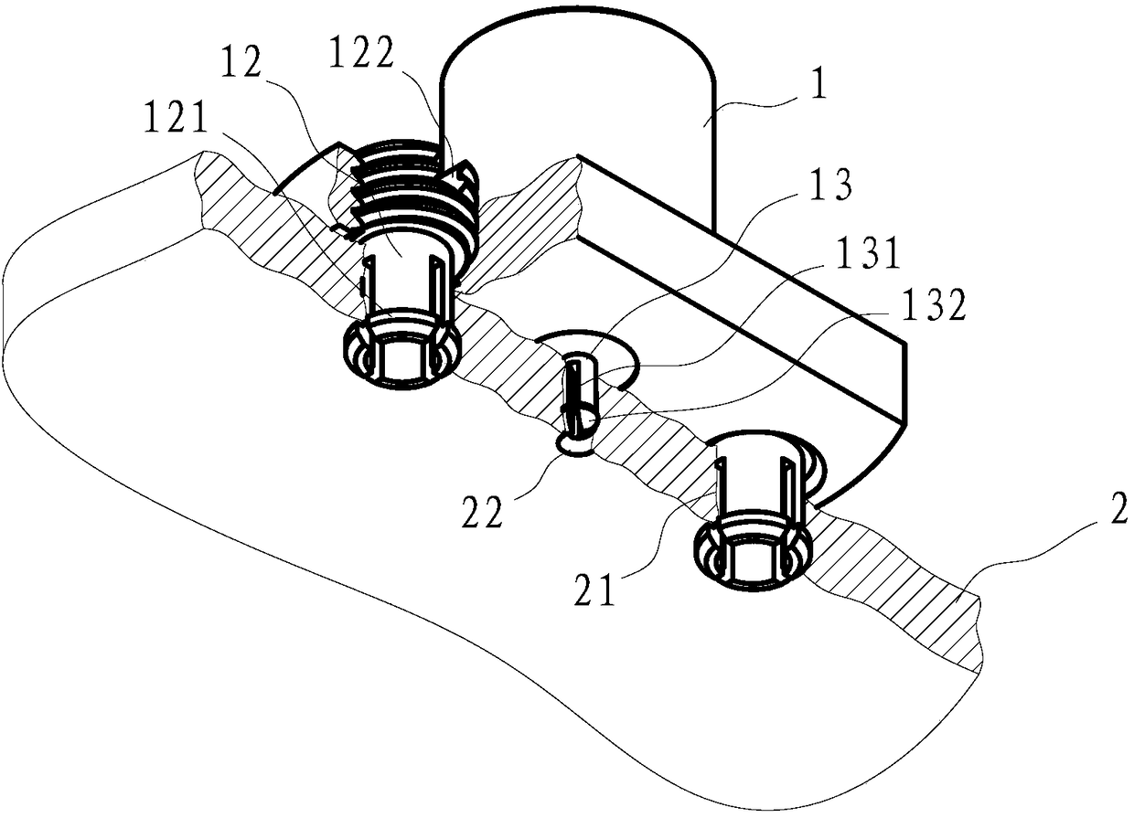 Connection structure for radio frequency coaxial connector and printed circuit board