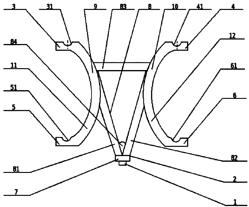 Conductor support frame for mechanical vibrating deicing of four-bundle conductor