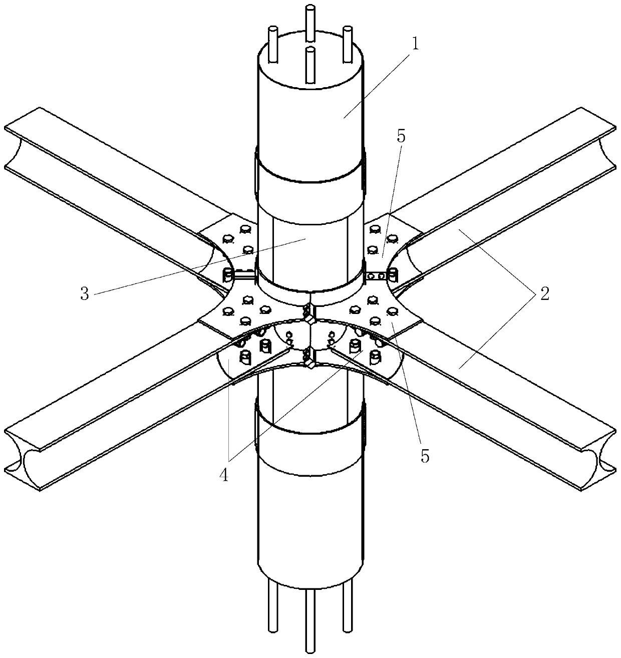 Round sleeve steel-wood assembly node and mounting method thereof