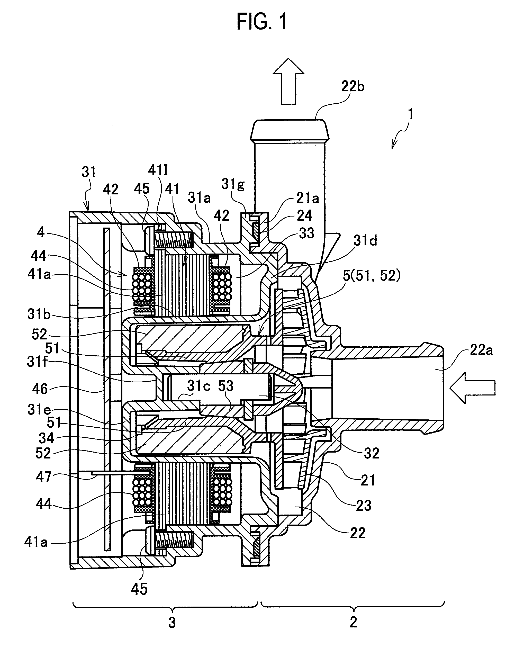 Insulator structure of motor, and motor-integrated pump