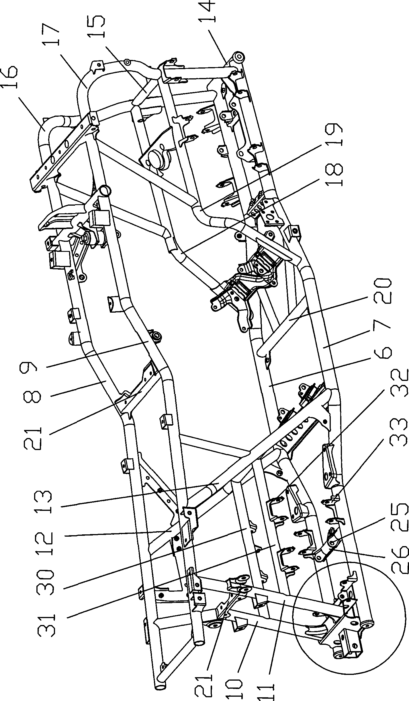 Frame assembly of all-terrain vehicle