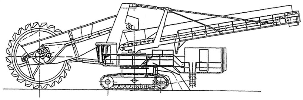 Discharging arm slewing mechanism for wheel bucket excavator