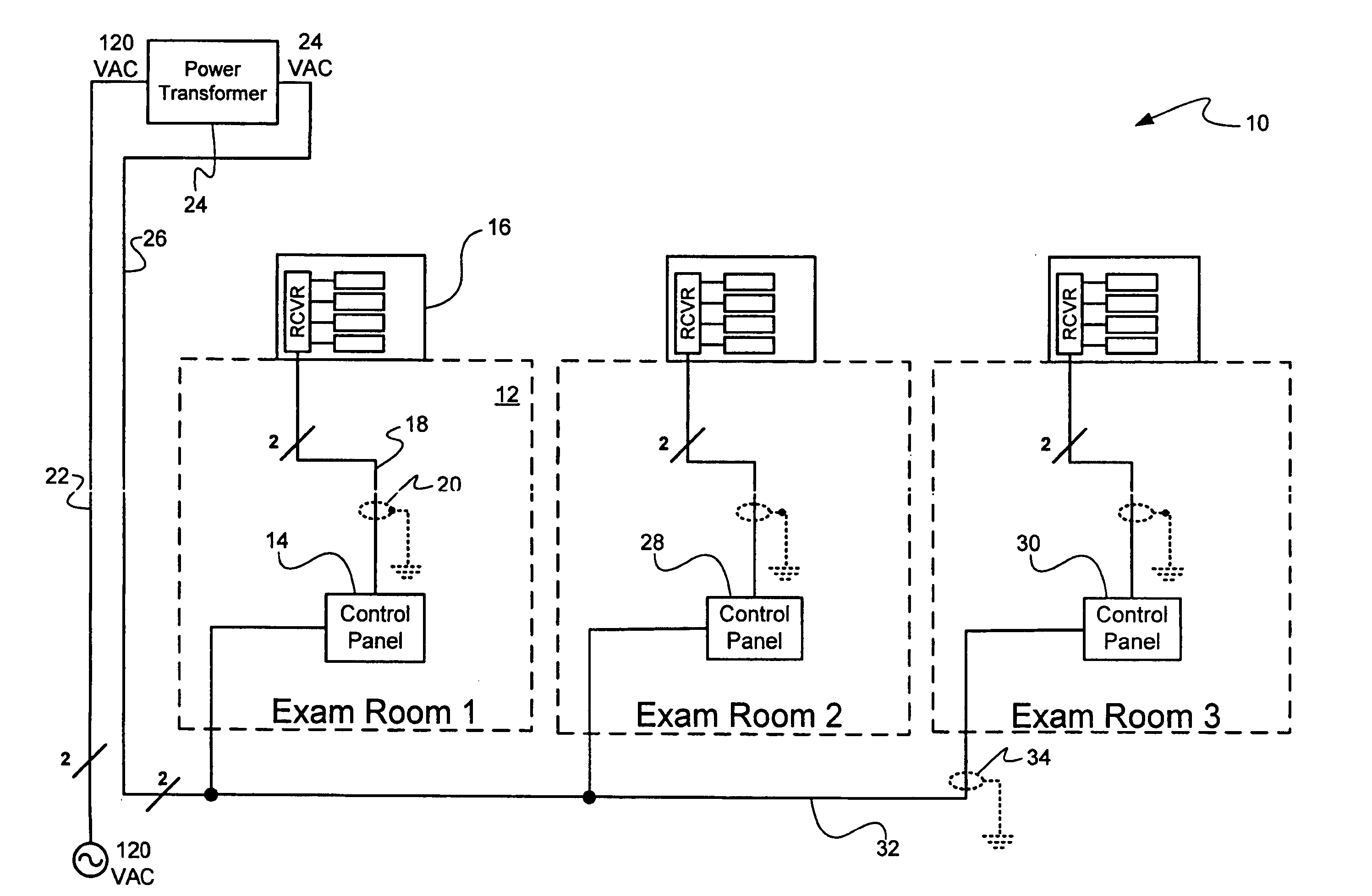 Two-wire dome light power and control system