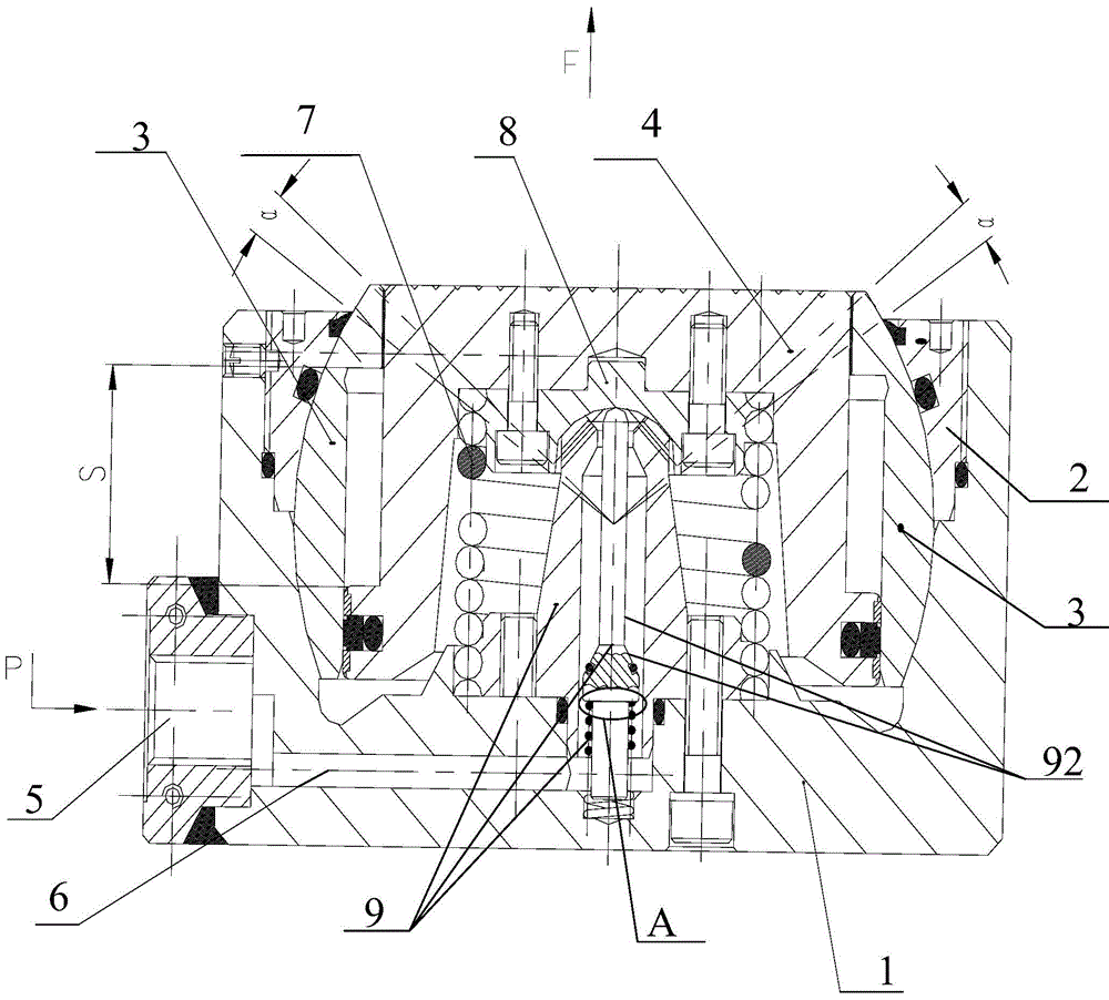 A travel control universal strain angle hydraulic cylinder