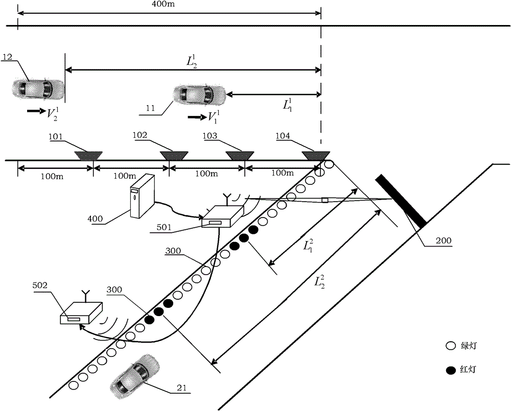 Inducing device and inducing method of vehicle confluence at intersection based on vehicle and road crossing