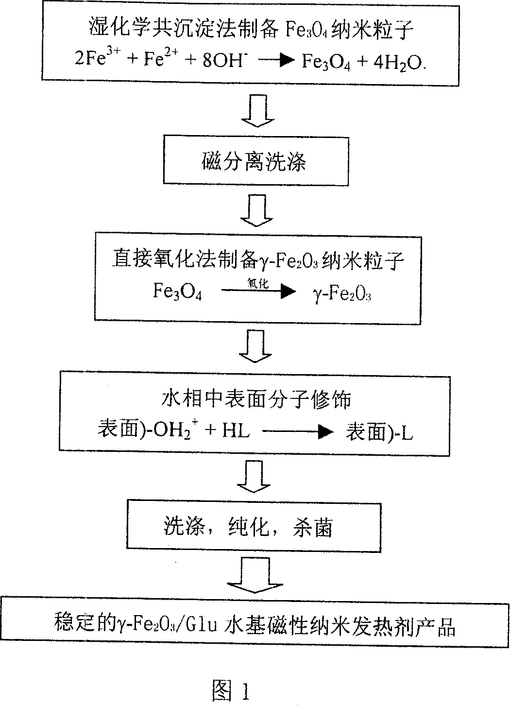 Production of nanometer heater for tumor magnetic thermal therapy