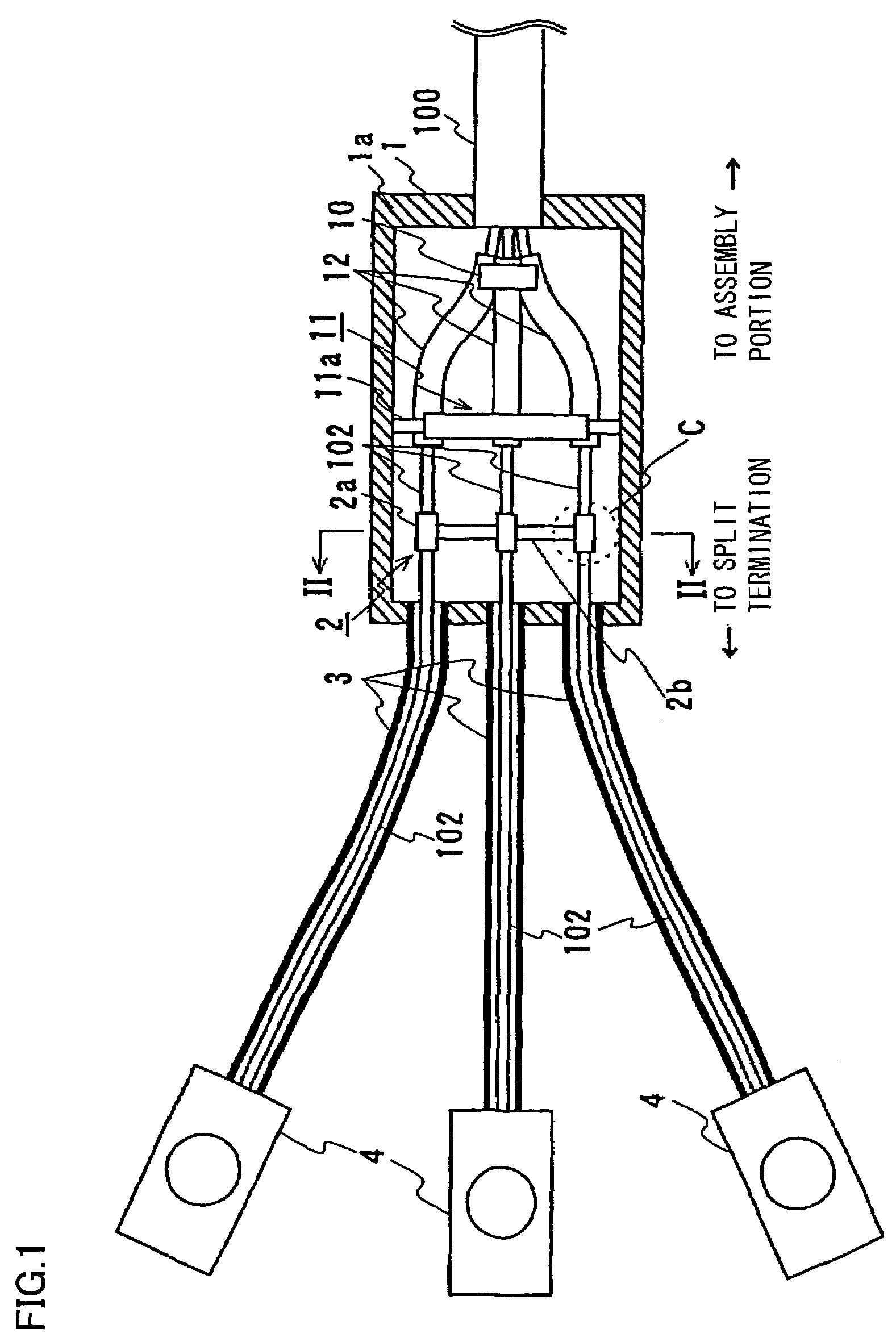 Phase split structure of multiphase superconducting cable