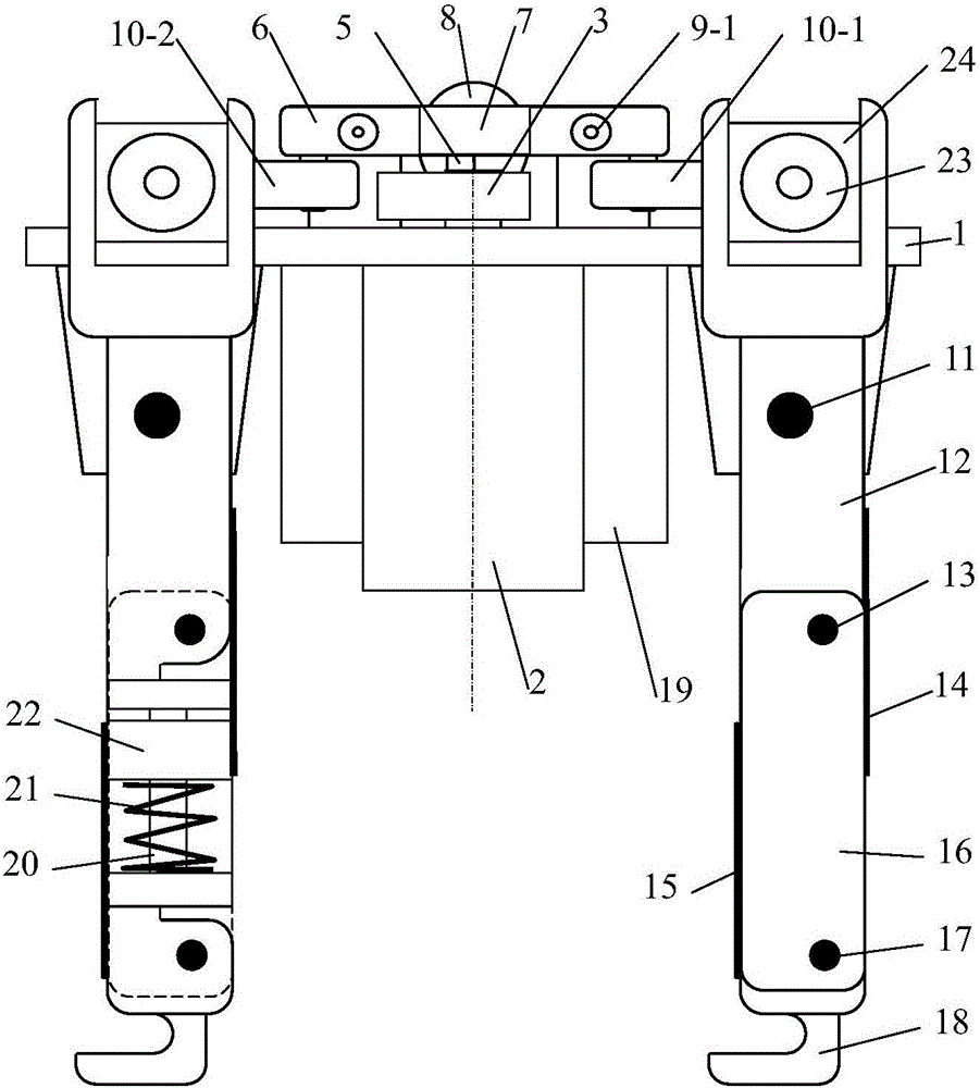 Double-oscillating bar flexible four-leg walking robot