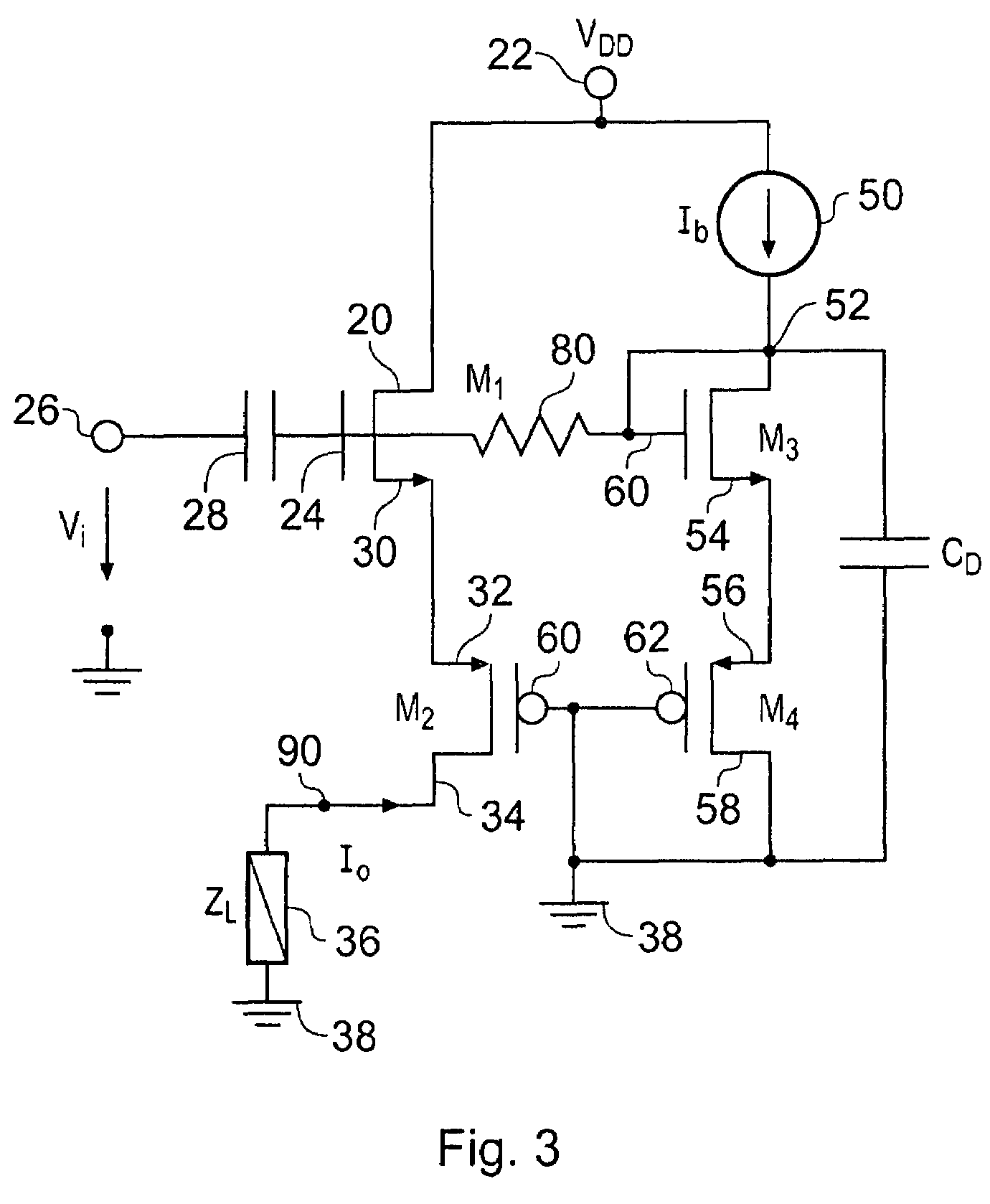 Negative gm circuit, a filter and low noise amplifier including such a filter