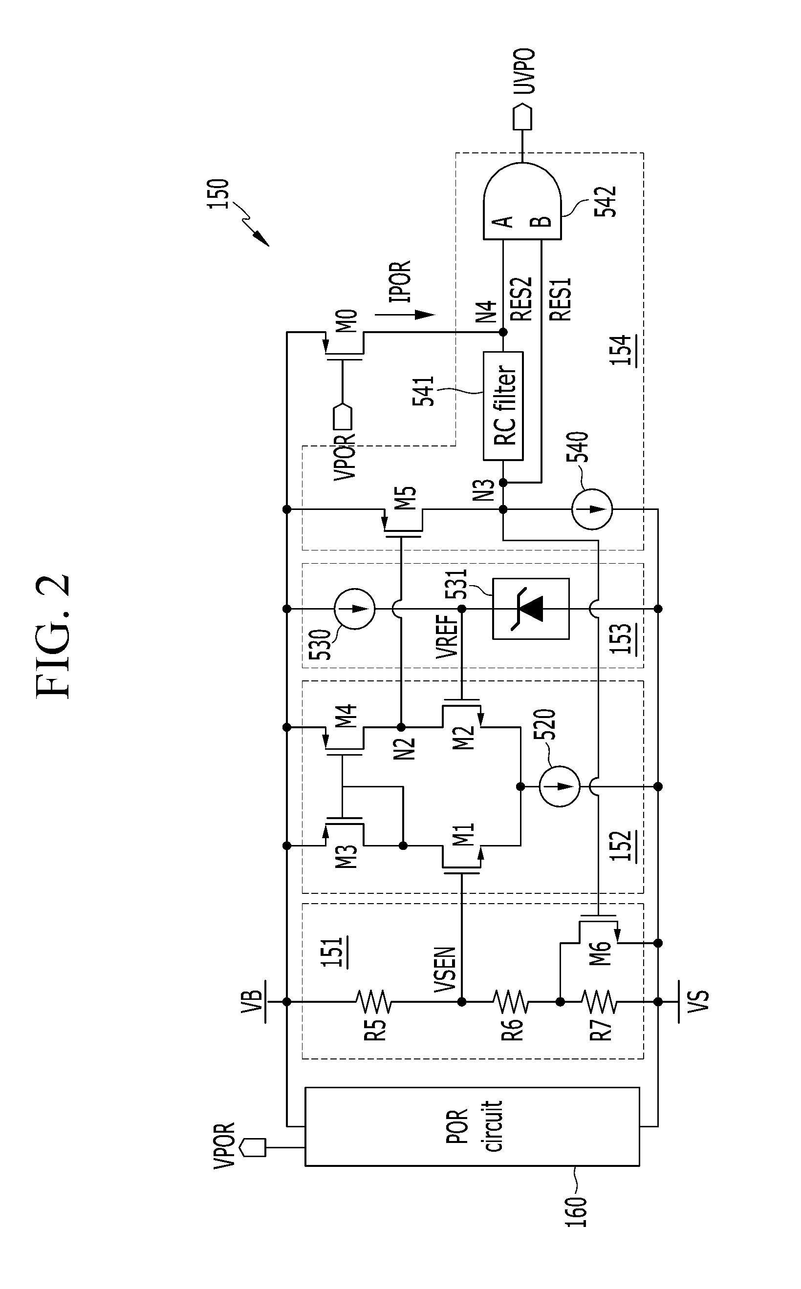 Power-on reset circuit and under-voltage lockout circuit comprising the same