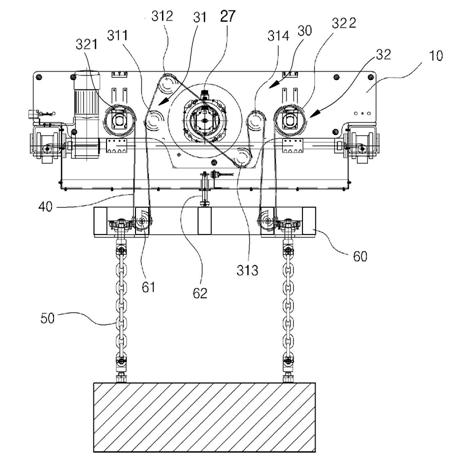 Crane device using conveyor belt in a dust-free chamber