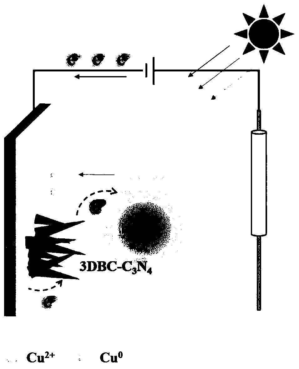 Trace copper ion photoelectrochemistry detection method based on three-dimensional needle point type carbon nitride